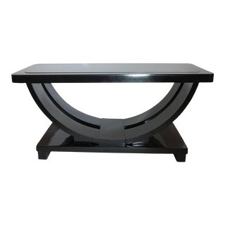 Mid 20th Century American Art Deco Black Lacquer Coffee Table For Sale