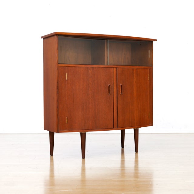 Mid Century Danish Teak Curved Corner Bar Drinks Cabinet For Sale - Image 12 of 12