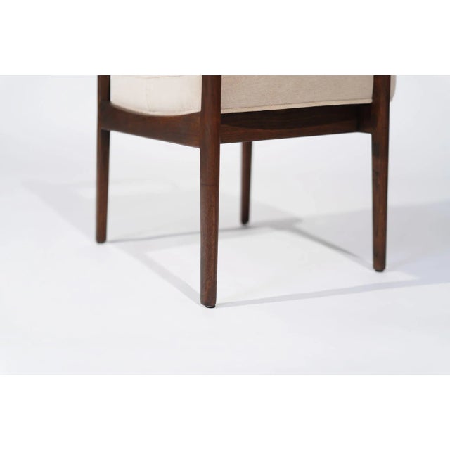 Pair of Jens Risom Walnut Armchairs in Natural Mohair, Circa 1950s For Sale - Image 11 of 11