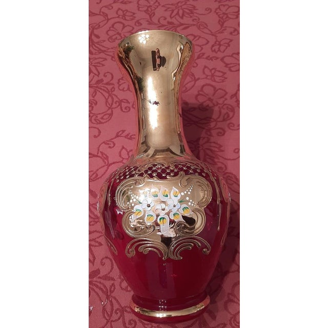 Tre Fuochi Murano Blown Glass Vase with 24k Gold Finishes, Venice, Italy, 1960s For Sale - Image 13 of 16