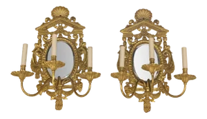 1900 Caldwell Neoclassic Large Sconces With Mirror 3 Lights