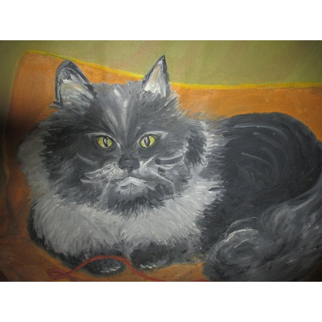 This is a Vintage Artist Signed 1974 Oil Painting on Canvas Board in a Antique Victorian Frame of a Beautiful Blue and...