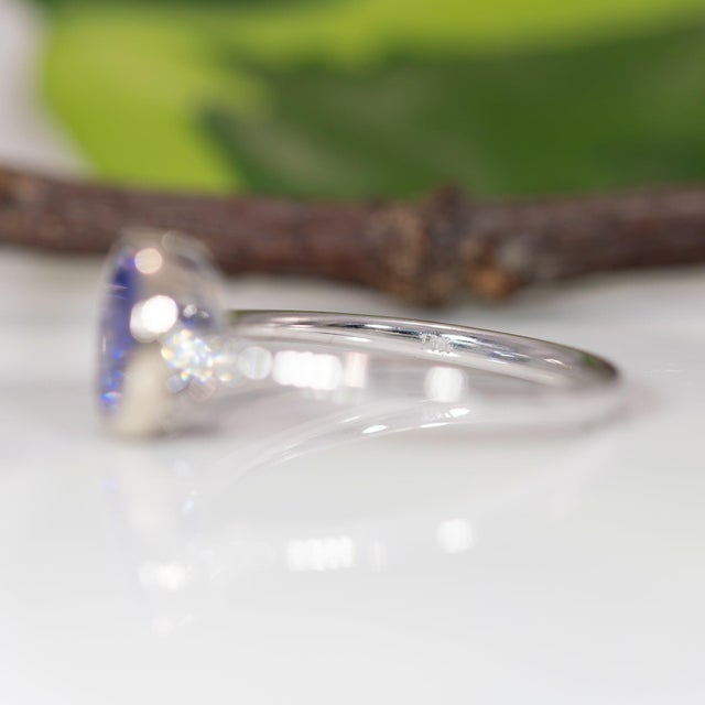 1.7Ct Tanzanite Ring With Earth-Mined Diamond Accents: Solid 14k Gold, Round 8mm, Size 6.75 For Sale - Image 9 of 9