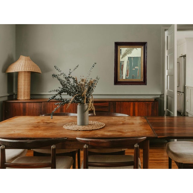 Contemporary “Cabin Fern" Green Abstract Art in Antique Frame, Transitional Living Room Art by JTS For Sale - Image 3 of 11