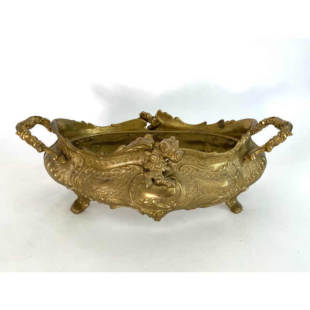 Metal Vintage French Brass Jardiniere For Sale - Image 7 of 10