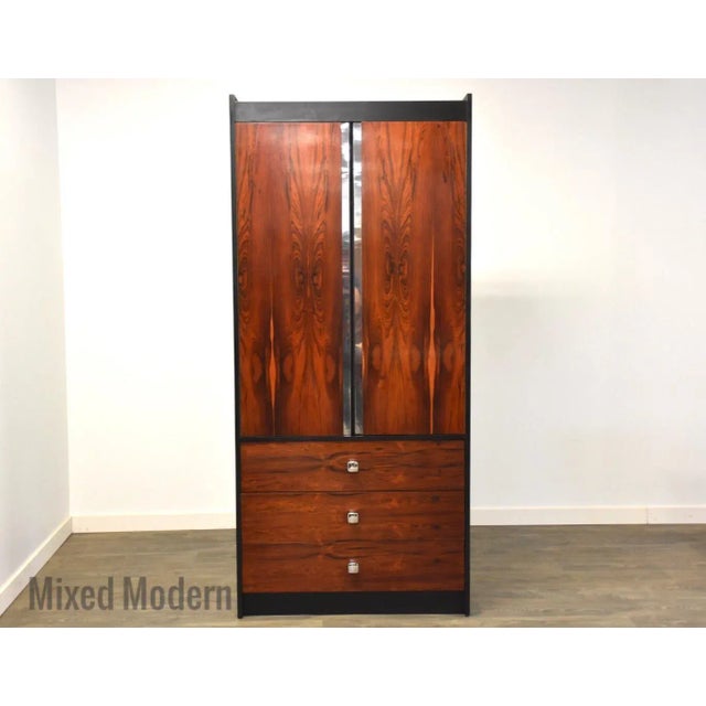 1970s Rosewood and Chrome Armoire Dresser For Sale - Image 13 of 13