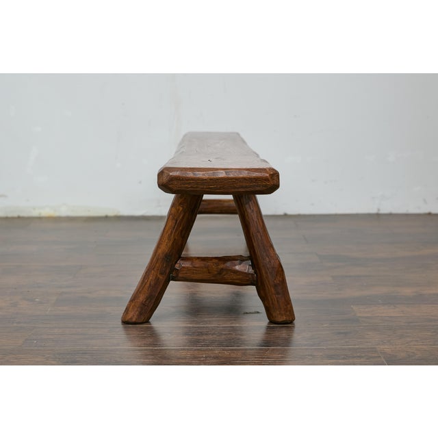 Mid 20th Century Mid 20th Century Rustic Pine Bench with Hand-Hewn Details – Versatile American Craftsmanship For Sale - Image 5 of 10