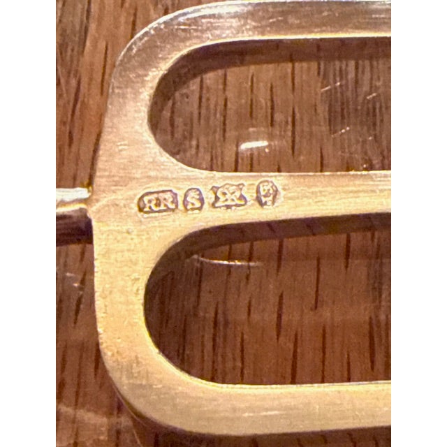 Antique Exquisite English Horn Handled Sterling Silver Toast Fork - Heavy and Hallmarked For Sale In Baltimore - Image 6 of 12