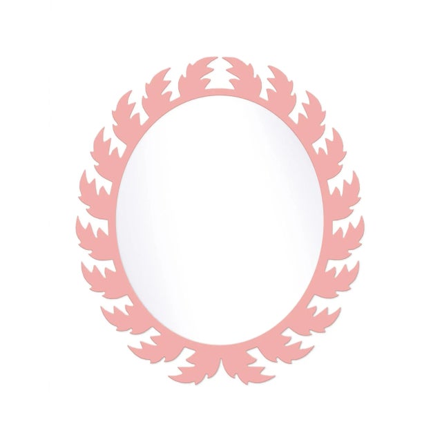 Contemporary Fleur Home Audubon Oval Mirror in Pink Punch, 32x37 For Sale - Image 3 of 3