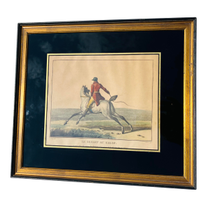 Antique French Equestrian Engraving Signed Vernet