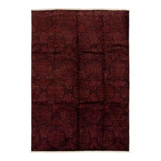 6 X 9 Modern Ziegler Wool Rug in Burgundy With Deco Design For Sale