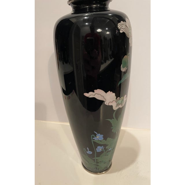 Meiji Style Japanese Cloisonné Floral Vase For Sale - Image 4 of 9