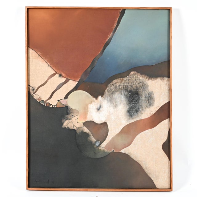 Brown Josep Guinovart Bertrán, Abstract Spanish Catalan Oil Painting Josep Guinovart from Joan Prats Gallery, 1976 For Sale - Image 8 of 16