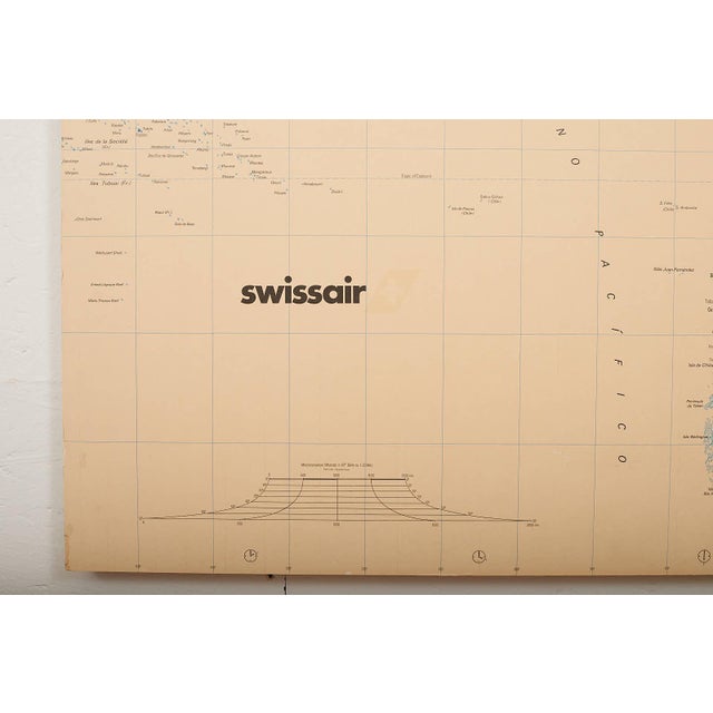 Swissair World Map on Wooden Boards with Metal Connectors For Sale - Image 9 of 13