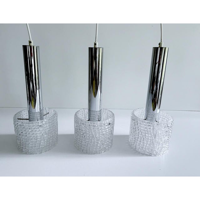 Vintage Glass Pendant Lights from Kalmar, 1970s, Set of 3 For Sale - Image 15 of 16
