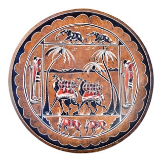 Vintage Handcrafted West-African Tribal-Patterned Soapstone Decorative Plate For Sale