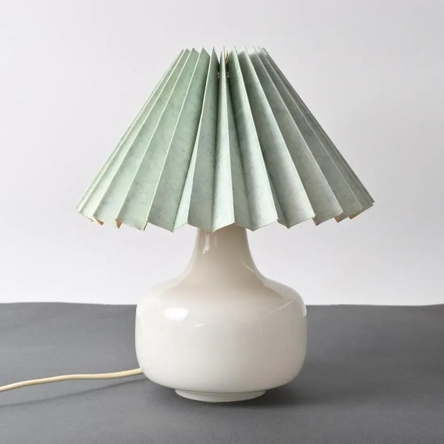 Danish White Glass Table Lamp, 1980s For Sale - Image 9 of 9
