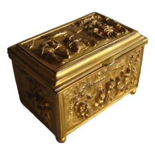 Late 19th Century Gilded Metal Jewelry Box For Sale