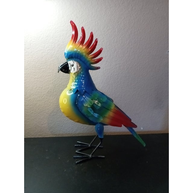 1990s Multicolor Metal Crafts Outdoor Cockatoo Garden Sculpture For Sale - Image 4 of 4
