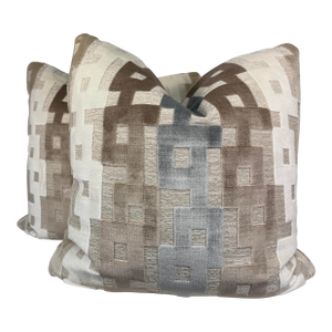 Kravet Couture "Chain Velvet" in Natural 22" Pillows-a Pair
