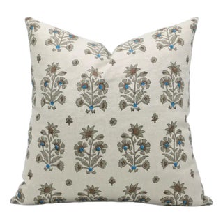 Fabdivine Indian Block Print Cushion Cover 26x26 Inch Pure Linen- Sadabahar For Sale