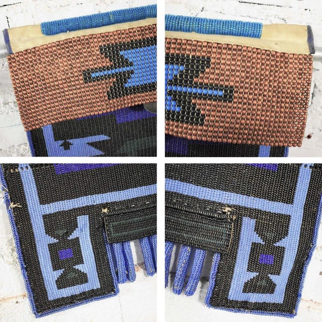 Vintage Ndebele Mapoto Beaded Aprons as Wall Sculpture From South Africa Canvas Backed, Set 4 For Sale - Image 9 of 13