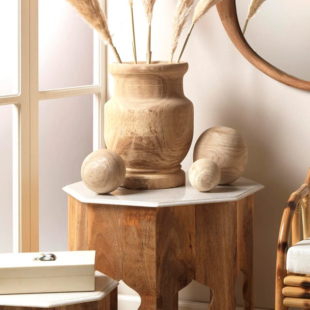 Brown Jamie Young Malibu Wood Balls - Set of 3 For Sale - Image 8 of 12