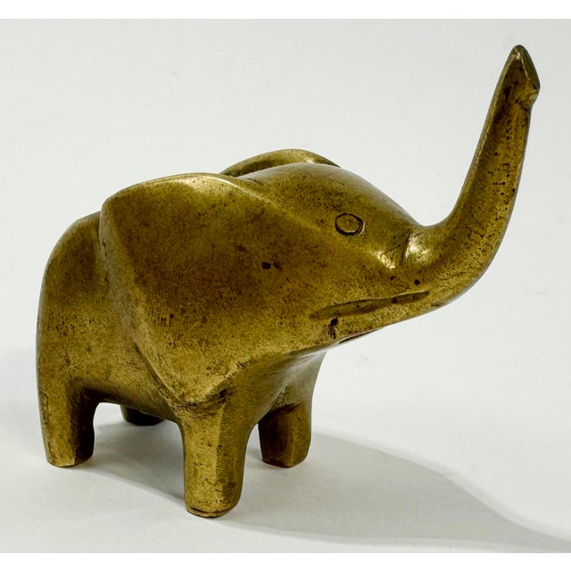 Vintage MCM Style Brass Elephant Paper Weight For Sale - Image 4 of 7