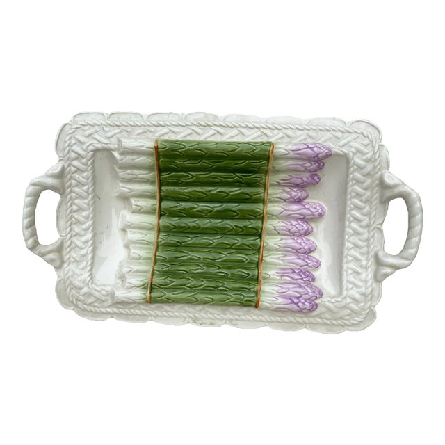 Mid-Century Majolica Asparagus Platter For Sale