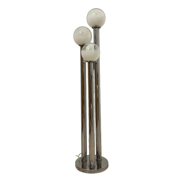 Space Age Floor Lamp in Chromed Metal and Glass Spheres, 1970s For Sale