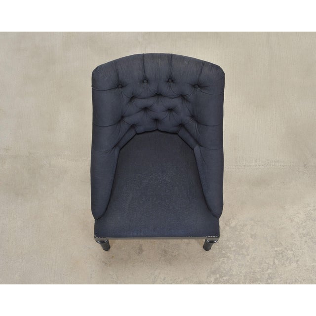 Ralph Lauren Ralph Lauren Regency Style Tufted Navy Blue Mayfield Chair For Sale - Image 4 of 18