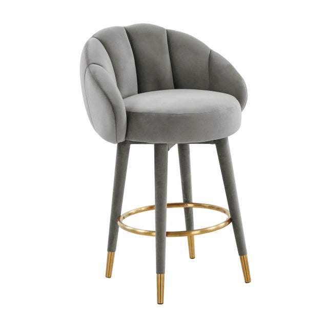 Myla Light Grey Swivel Counter Stool For Sale - Image 9 of 9
