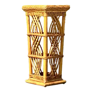 Vintage Coastal Woven Rattan Pedestal