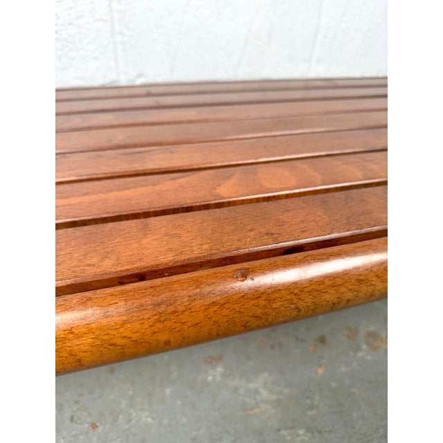 Wood Lovely Mid-Century Modern Walnut Slat Bench For Sale - Image 7 of 16