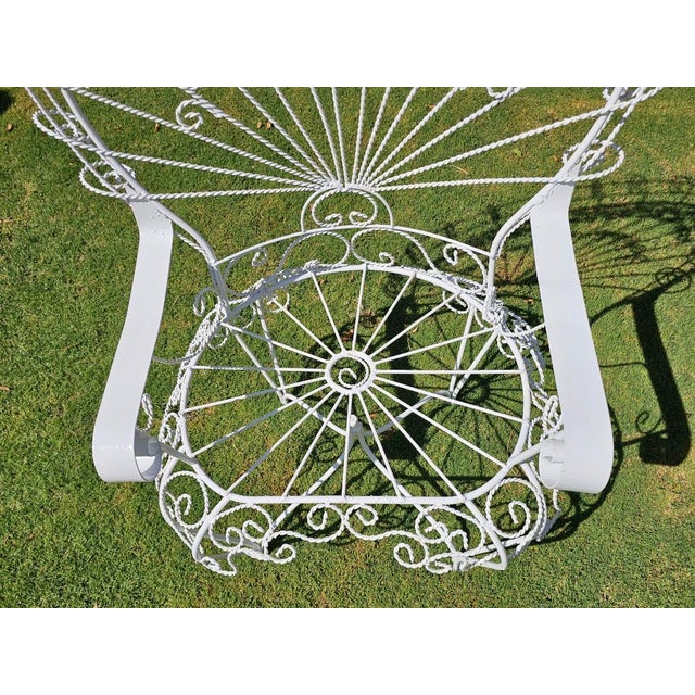 Vintage White Wrought Iron Peacock Armchair For Sale - Image 11 of 18