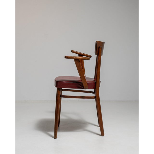 19th Century France Mid-century Modern Red Wood Lounge Chair For Sale - Image 9 of 11