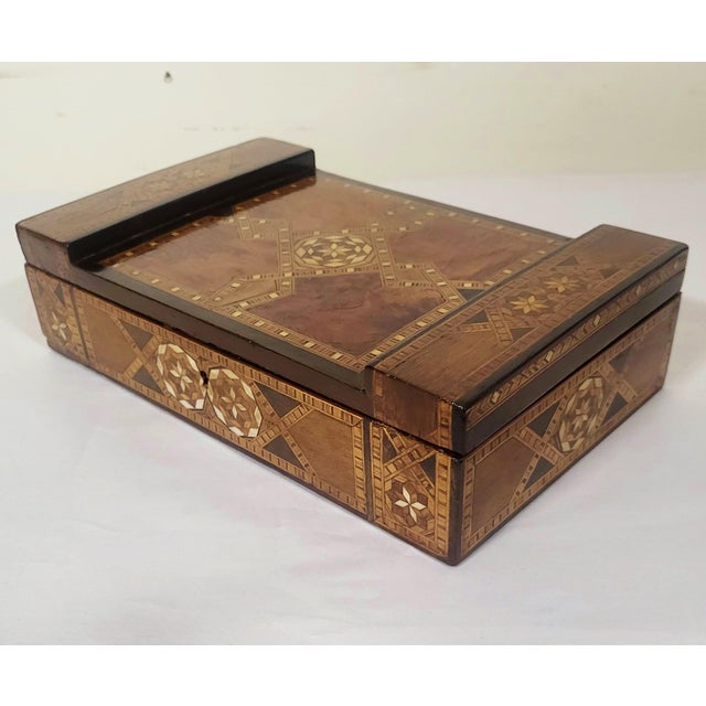 Antique English Moroccan / Moorish Style Inlaid Art Deco Jewelry Box For Sale - Image 9 of 12