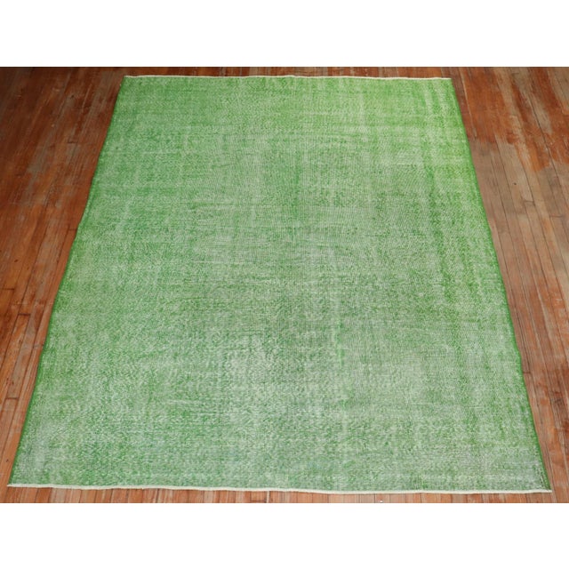 Mid 20th Century Vintage Green Overdye Rug - 6'9" x 8'9" For Sale - Image 5 of 7