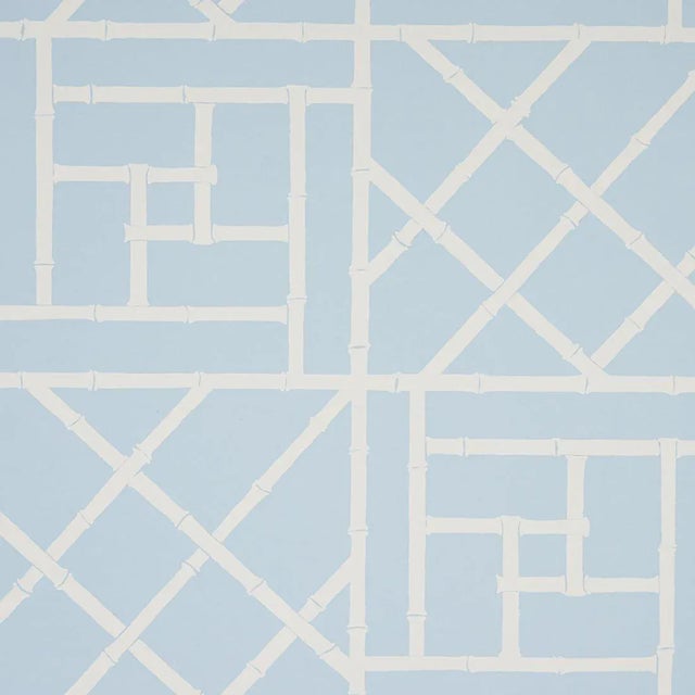 Schumacher Sample - Schumacher X Cristina Buckley Trellis Wallpaper in Sky Blue For Sale - Image 4 of 4