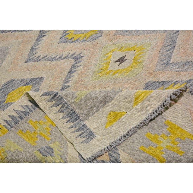 Shabby Chic Afghan Hand Made Organic Wool Maimana Kilim,5'8"x7'7" For Sale - Image 3 of 6