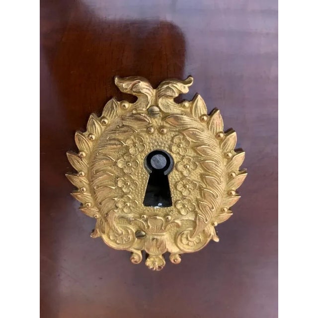 Antique French Empire Mahogany Gilt-Bronze Mounted Marble-Top Abattant Secretary Desk For Sale - Image 4 of 9