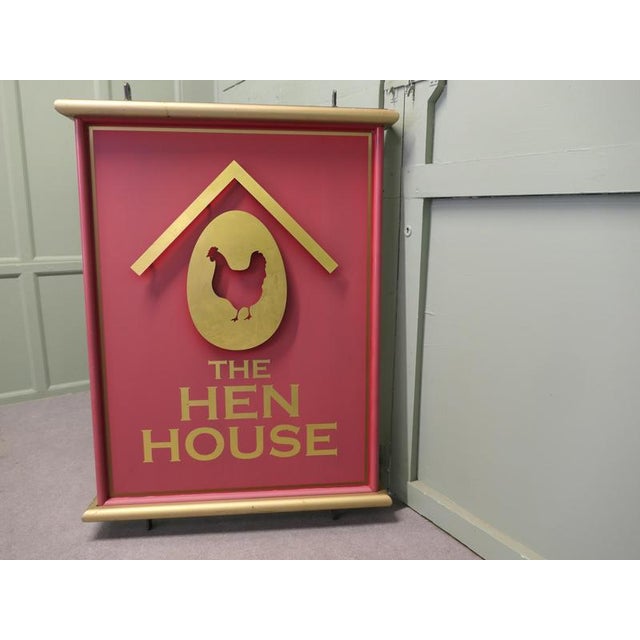 Metal Metal Framed Hanging Pub Sign of The Hen House, 1960 For Sale - Image 7 of 8