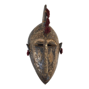 Vintage African Wood and Brass Kore Mask Marka Mali
