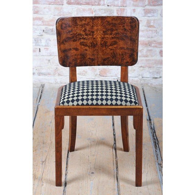 Vintage Art Deco Chairs in Beech and Walnut Veneer, Czech, 1920s, Set of 4 For Sale - Image 4 of 17