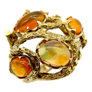 1970s 14k Gold Fire Opal Briar Patch Ring Size 7