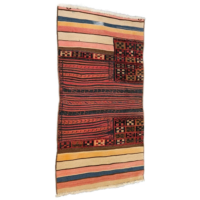 1960s Vintage Handwoven Tribal Kilim Rug with Geometric Patterns, 1960s For Sale - Image 5 of 8