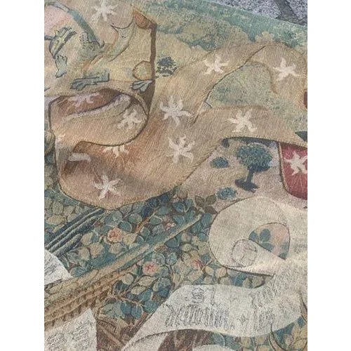 French Aubusson Style Screen-Printed by Hand Tapestry winged Stags, 1950s For Sale - Image 17 of 18