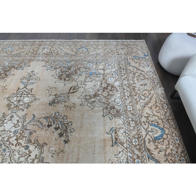 1960s Vintage Persian Handmade Wool Cotton Brown Area Rug For Sale In San Francisco - Image 6 of 11