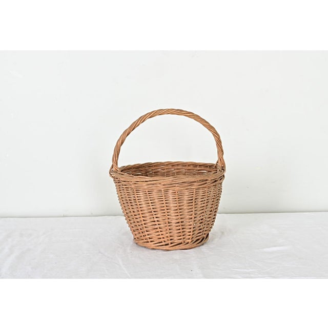 French Vintage Wicker Collecting Basket For Sale In Baton Rouge - Image 6 of 8