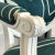 Italian Vintage White Wood Arm Chair in Teal Graffito For Sale In Tampa - Image 6 of 8
